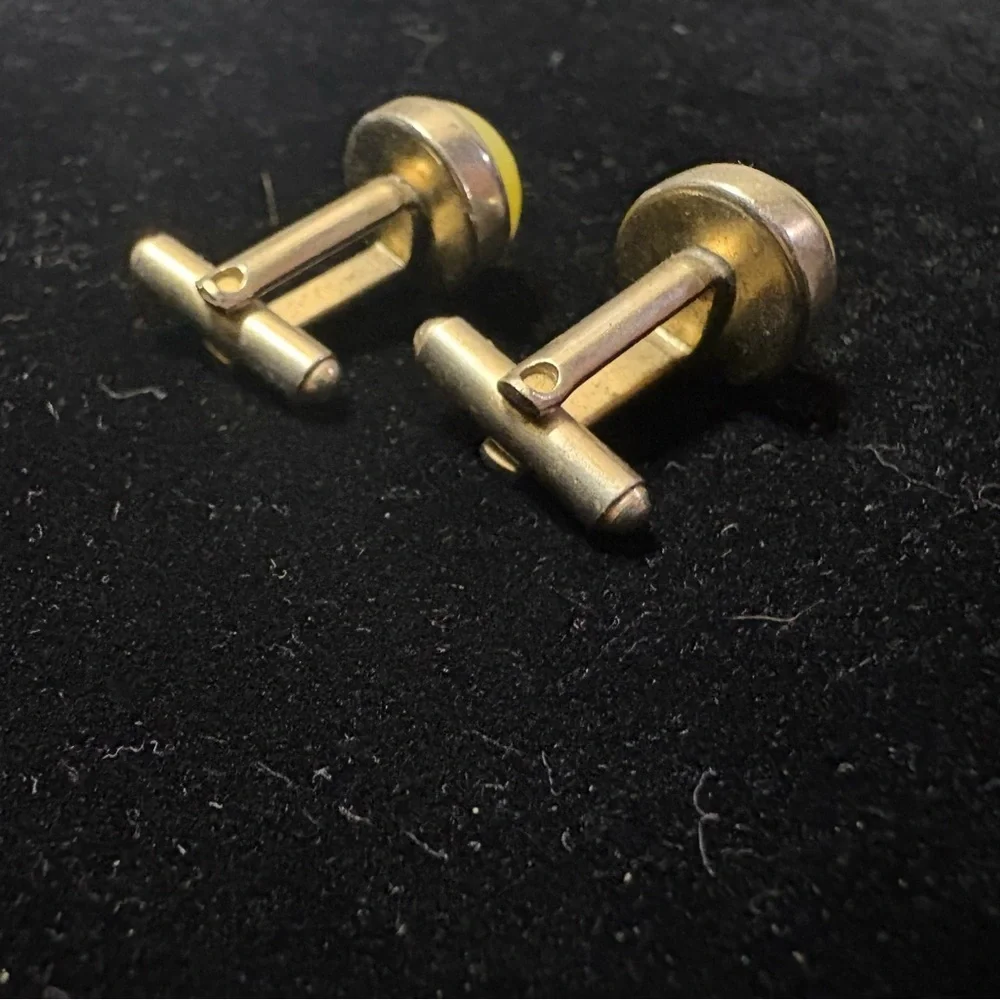 Vintage Anson Sun Yellow Gold Tone Cuff Links Cufflinks